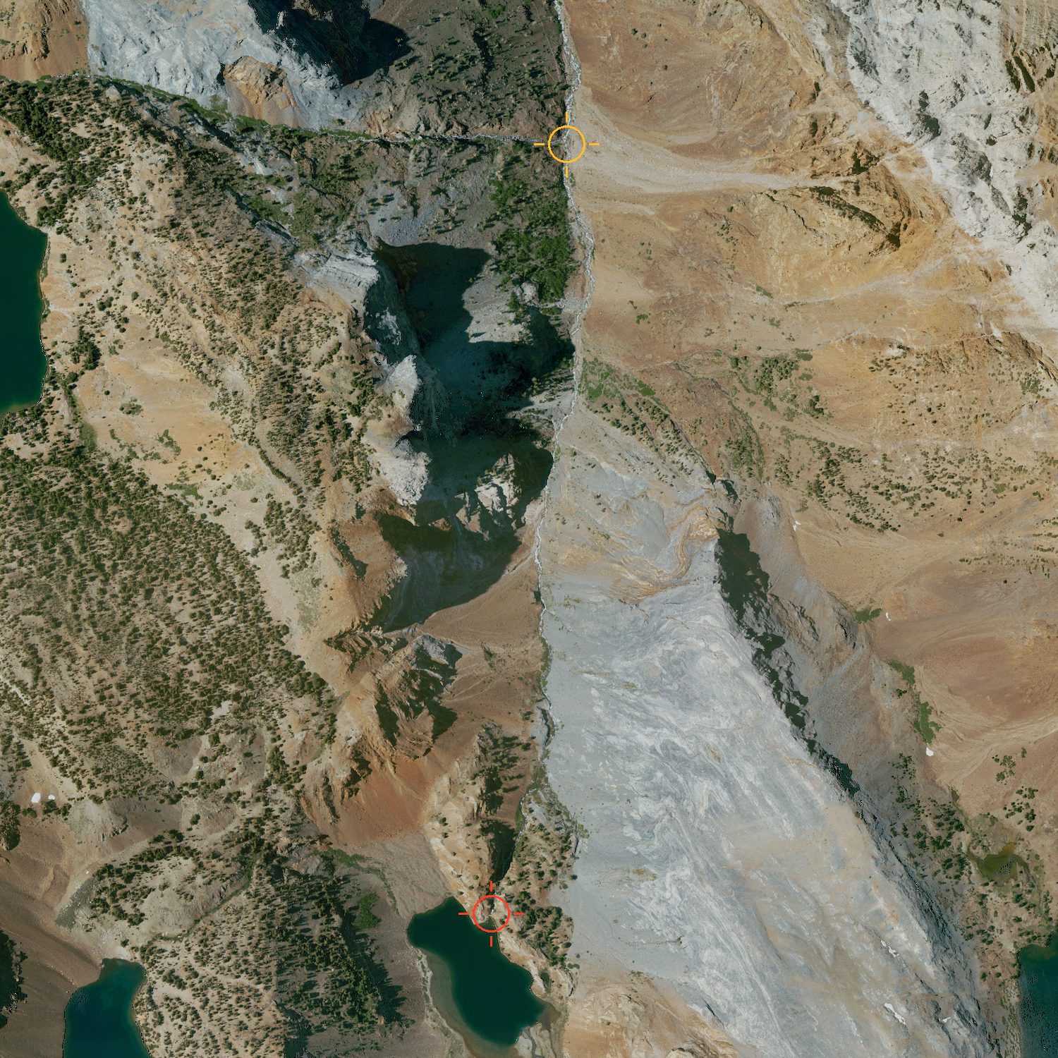 NAIP context frame of the Convict Creek corridor between Mildred Lake and the mile 3.62 crossing
