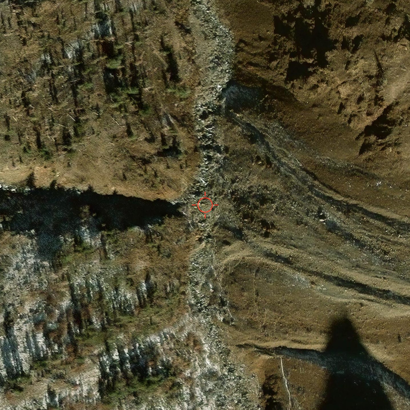 Esri World Imagery of the main-stem Convict Creek crossing